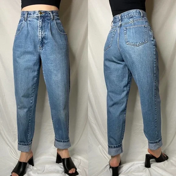 Vintage Eddie Bauer high rise mom jeans waist pleat front 90s pleated 26 - Picture 15 of 17